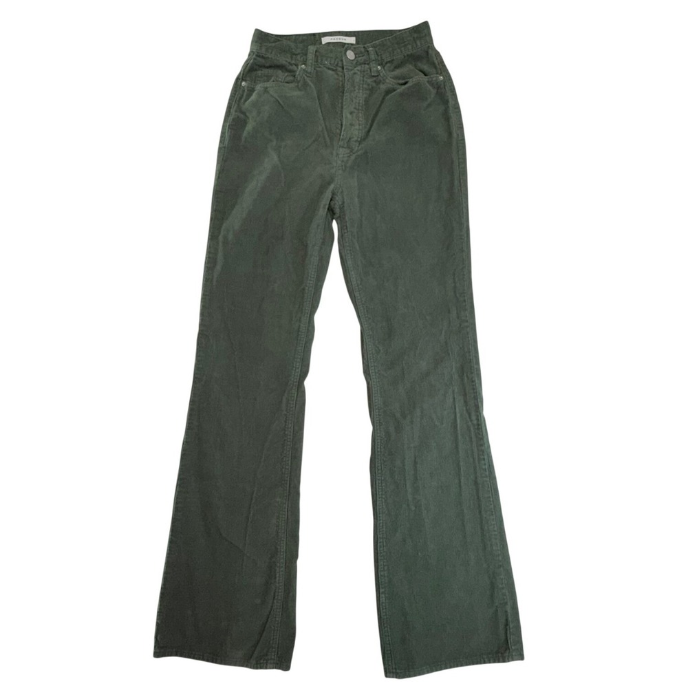 PacSun Corduroy Pants Women 25 Green‎ High Rise Bootcut Button Fly 100% Cotton